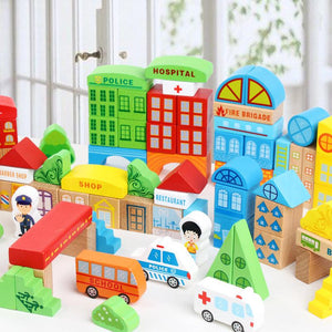 100 Pieces Wooden Building Blocks Baby Toy