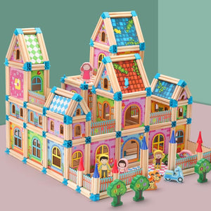 128/268pcs Wooden Construction Building Blocks