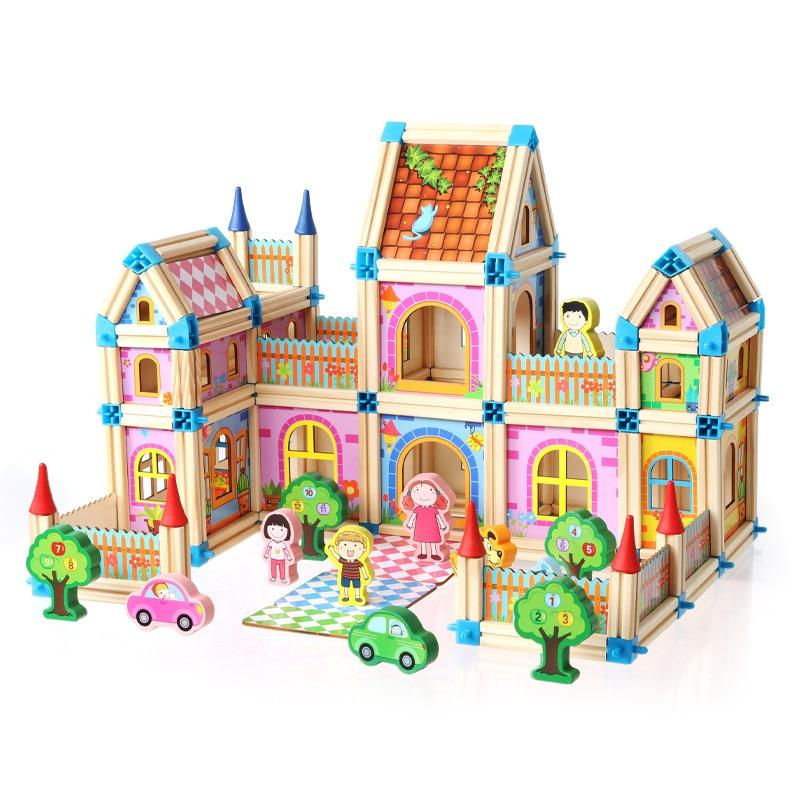 128/268pcs Wooden Construction Building Blocks