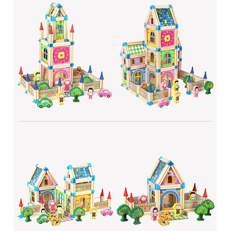 128/268pcs Wooden Construction Building Blocks