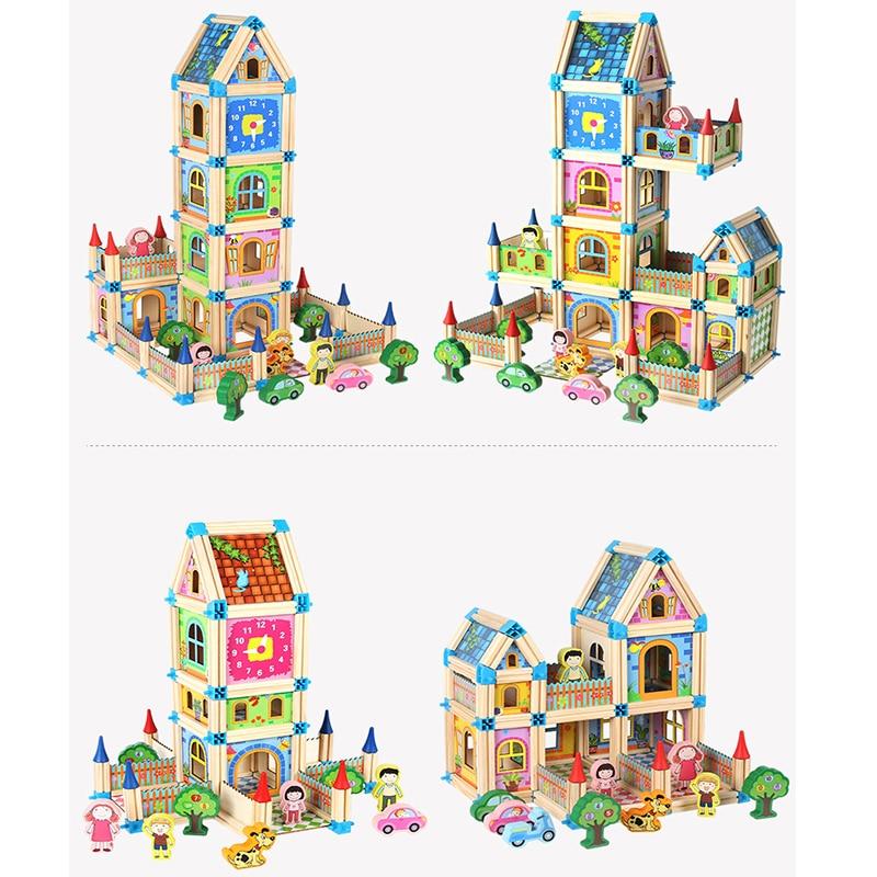 128/268pcs Wooden Construction Building Blocks