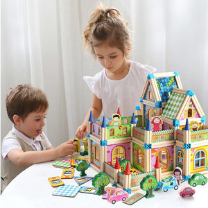 128/268pcs Wooden Construction Building Blocks