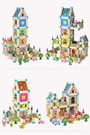 128/268pcs Wooden Construction Building Blocks