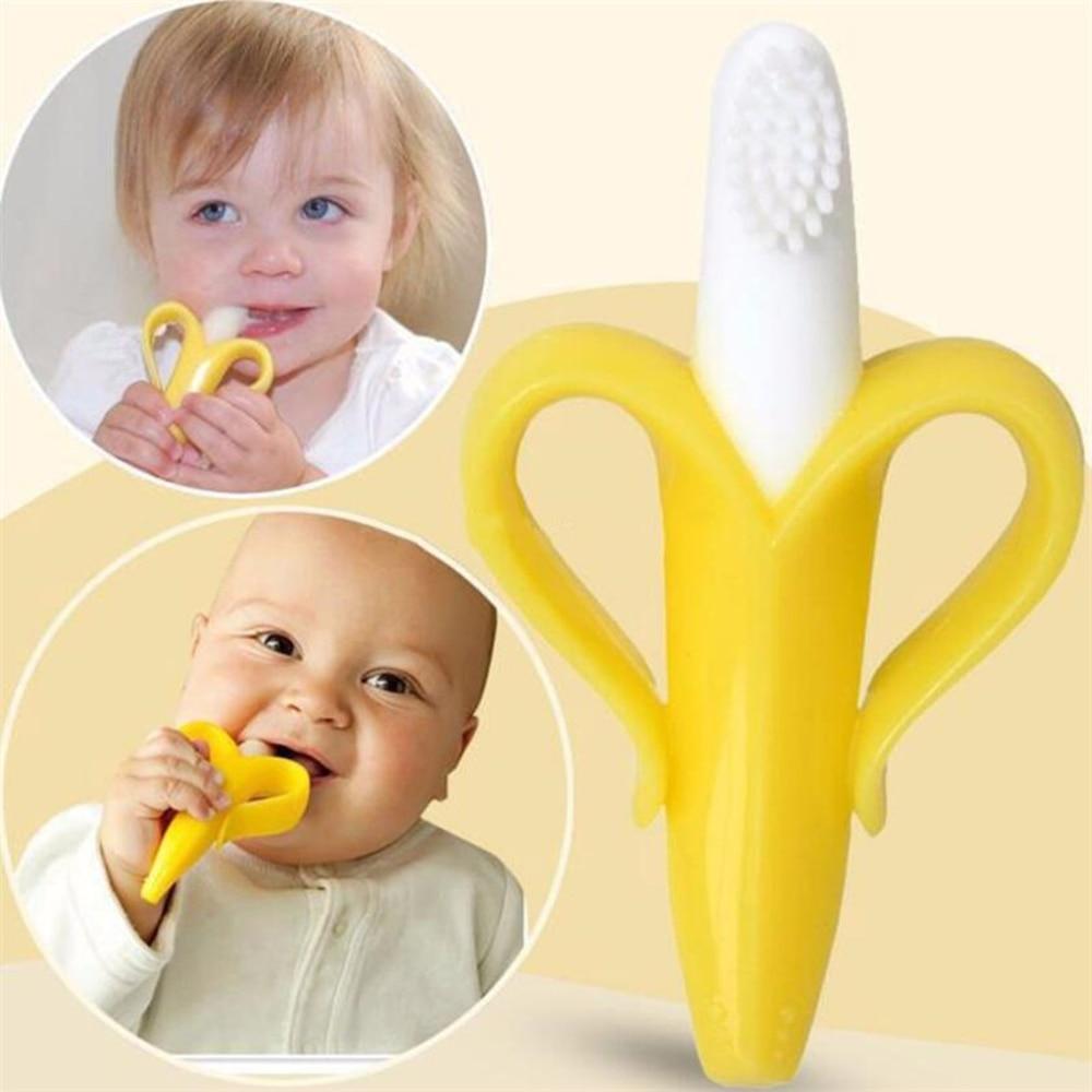 2in1 Banana Silicone Toothbrush Baby Teether