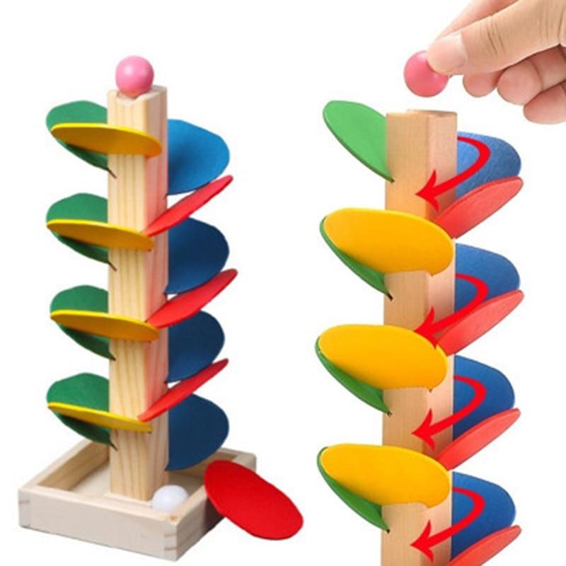 Wooden Tree Marble Ball Run Track Game