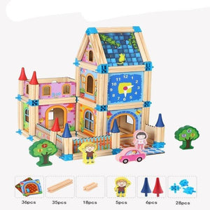 128/268pcs Wooden Construction Building Blocks