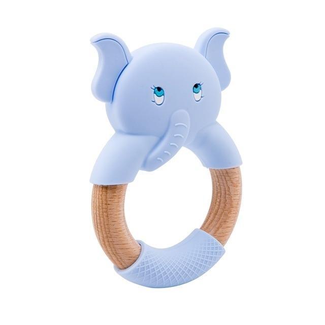 Elephant Silicone Teether Beech Wooden Ring