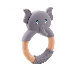 Elephant Silicone Teether Beech Wooden Ring