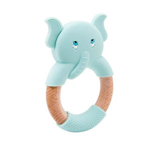 Elephant Silicone Teether Beech Wooden Ring