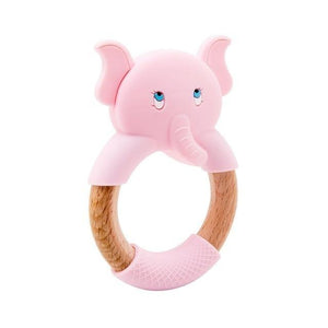 Elephant Silicone Teether Beech Wooden Ring